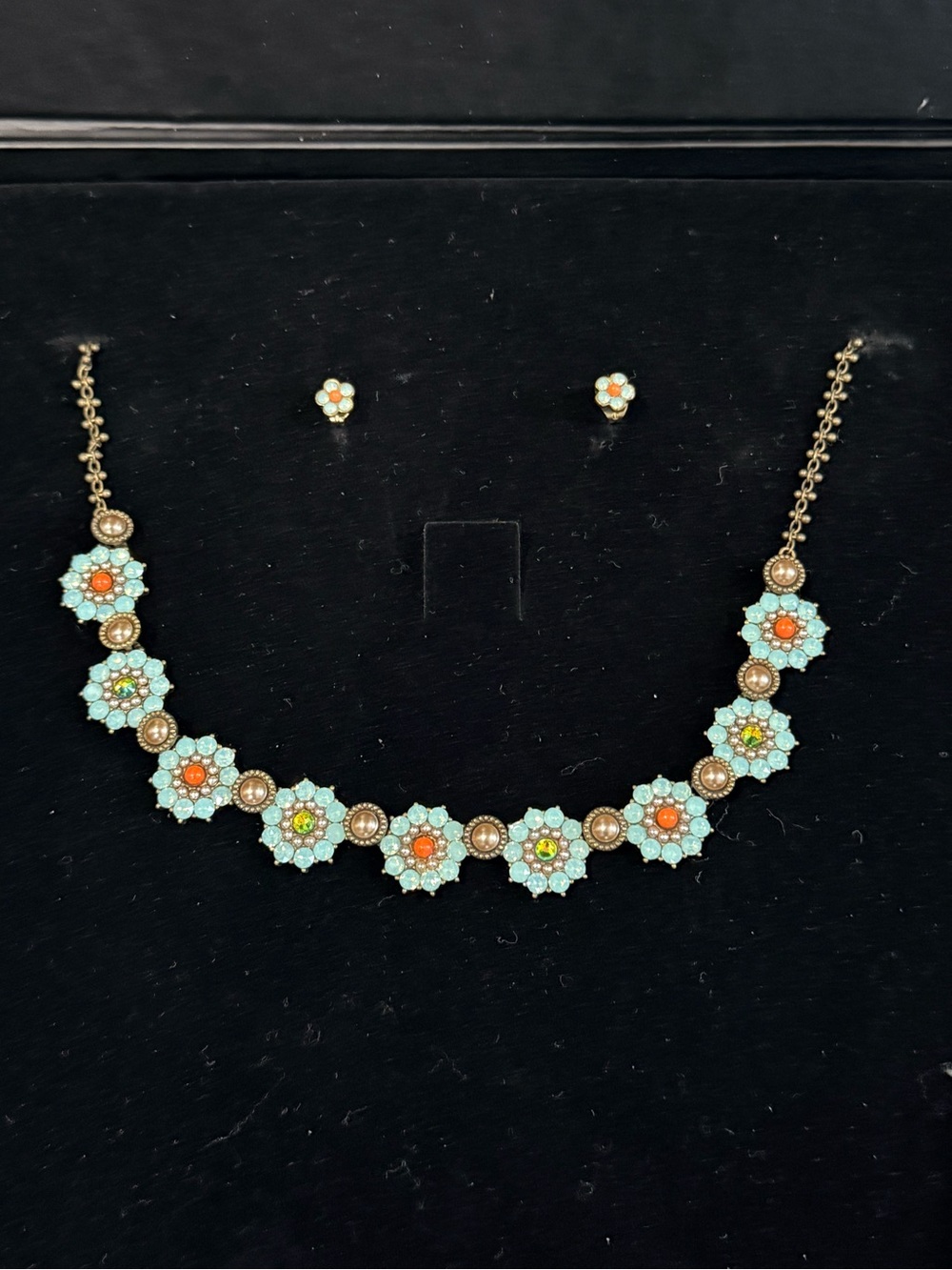 New in Box Michal Negrin Floral Necklace with Matching Studs